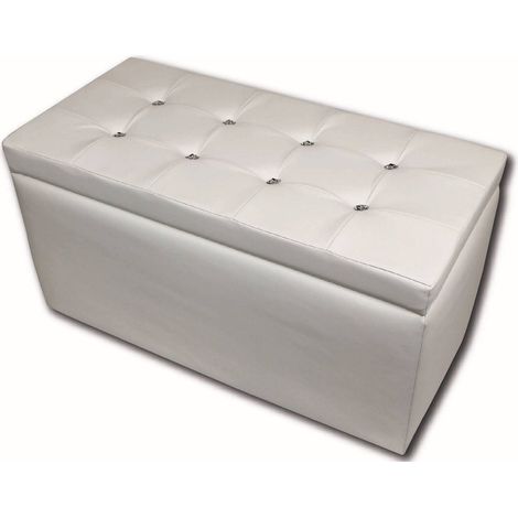 Talamo Italia - Pouf contenitore Felicita, Baule contenitore, Supporto per divano, Poggiapiedi con box, Made in Italy, 90x45 h45 cm, Bianco