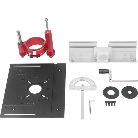 Table de levage pour défonceuse en aluminium et inox, système de plaque à bois noir, établi de menuiserie avec kit élévateur (1/5)