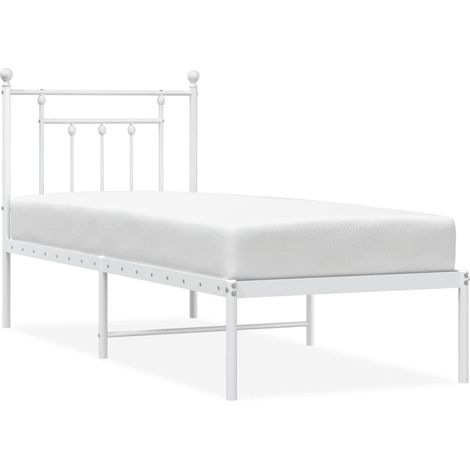 Maison Exclusive - Giroletto senza Materaso con Testiera Metallo Bianco 75x190 cm (1/5)