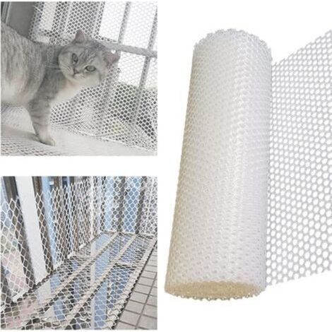 Filet de Protection pour Chat Grillage Plastique Blanc, Filet de Sécurité Enfant, Filet Chat Balcon sans Percage, Robuste - Indéchirable, Filet Anti-chute pour Balcon D'escalier