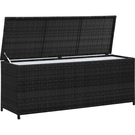 INLIFE Boîte de rangement de jardin Noir 150x50x60 cm Résine tressée (1/4)