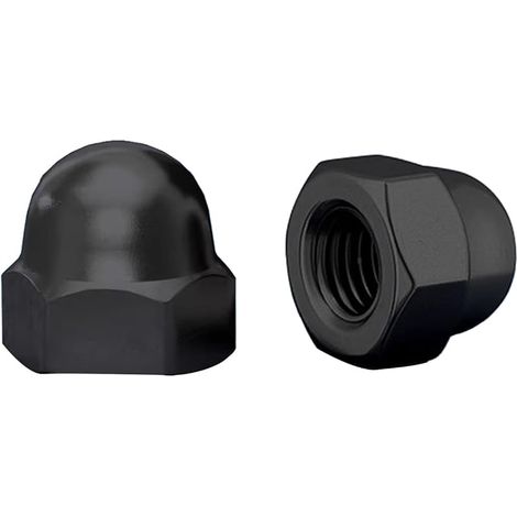 10 Pièces Écrous Borgnes M4 Hexagonaux Acier Inoxydable A2 V2A, Écrou Hexagonal à Capuchon Noir DIN 1587 pour Vis, Boulons et Tiges Filetées (1/5)