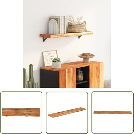 vidaXL Étagère murale rectangulaire massif acacia bordure assortie (1/5)