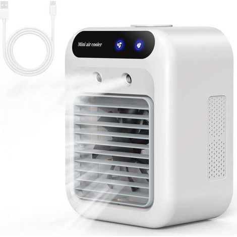 Tragbare Klimaanlage, leise mobile Klimaanlage, 500-ml-Luftkühler, Luftkühler, 2 Geschwindigkeiten + 2 Nebelmodi, 20° Windrichtungsverstellung, Mini-Klimaanlage