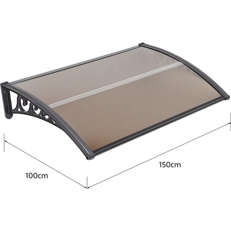 Marquise entrée marron – 100×150 cm – Auvent de porte – Design arqué – Toile claire – Pour maison ou garage