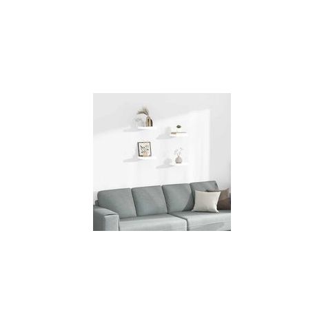 Mensole sospese, set da 4, bianco lucido, 23 x 23,5 x 3,8 cm, MDF-Crezuo