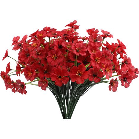 20pcs fleurs rouge, plantes artificielles, fleurs artificielles, fleurs décoratives extérieur, anti-UV extérieur, décoration de Noël - violettes (1/5)