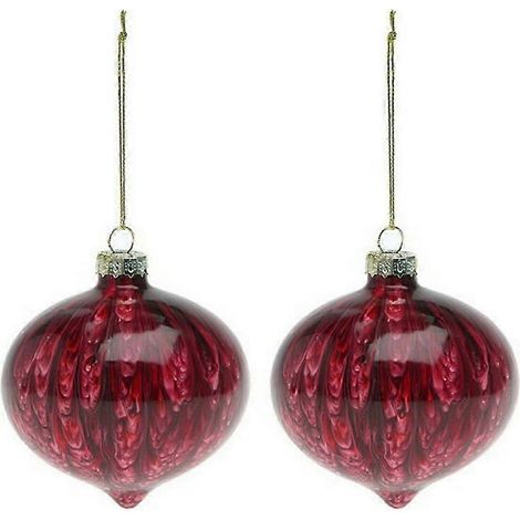 Boules de Noël (2 pièces) 112490 Marron Rouge 8 cm (2 unités) (1/2)