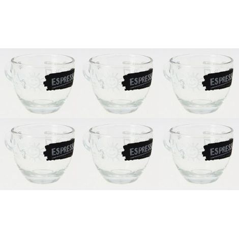Set 6 Tazzine Tazze Caffè in Vetro senza Piattini Lavagna Espresso