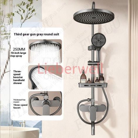 LIEBERWELL High Pressure Shower System with Height Adjustable Shower Head, Multiple Options, Handheld Shower Combo Set for Bathroom, Brass, Chrome (1/5)