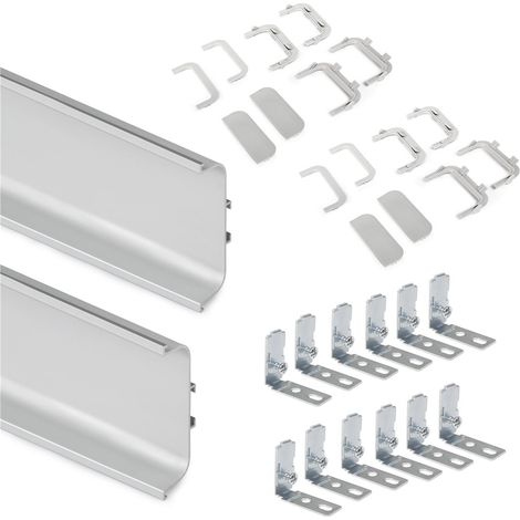 Emuca Kit di 2 profili centrali Gola per mobili da cucina, lunghezza 2,35m, con accessori, Alluminio, Anodizzato opaco (1/4)