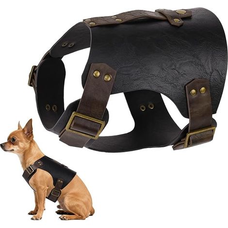 Medieval Faux Leather Armor for Dogs Adjustable Jacket Costume for Cosplay - Suitable for Most Dogs Perro (Black L)