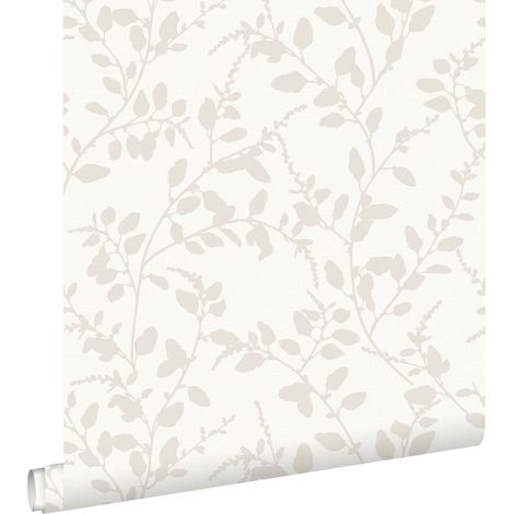 papier peint feuilles blanc  - ESTAhome