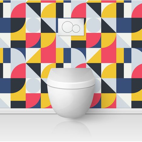 Crédence adhésive WC - Motif géométrique - 60x60 cm - Adhésif BRILLANT (1/3)