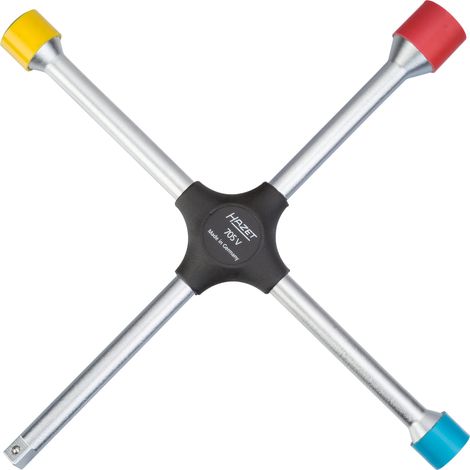 Llave cruzada hazet para coches 705v, con fundas protectoras, cruz de rueda con soporte para llave de tubo