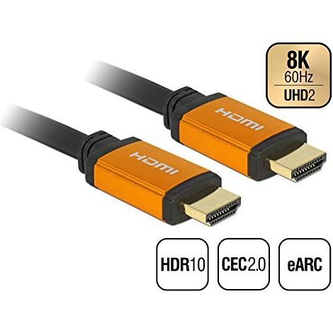 DeLOCK 85728 Cavo HDMI 1,5 m HDMI Tipo A (Standard) Nero, Oro - cavi HDMI (1,5 m, HDMI Tipo A (Standard), HDMI Tipo A (Standard), 7680 x 4320 Pixel, 48 Gbit/s, Nero, Oro) (1/4)