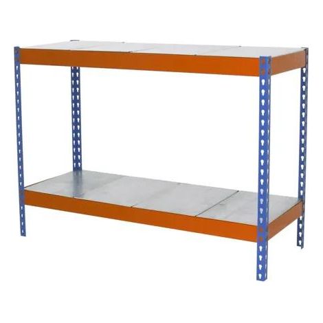 SimonRack Scaffale Industriale, 900x1200x750 mm, 2 Ripiani in Metallo, Portata 400 kg per Ripiano, Scaffale Carichi Pesanti, Blu/Arancione/Zincato – Ecoforte