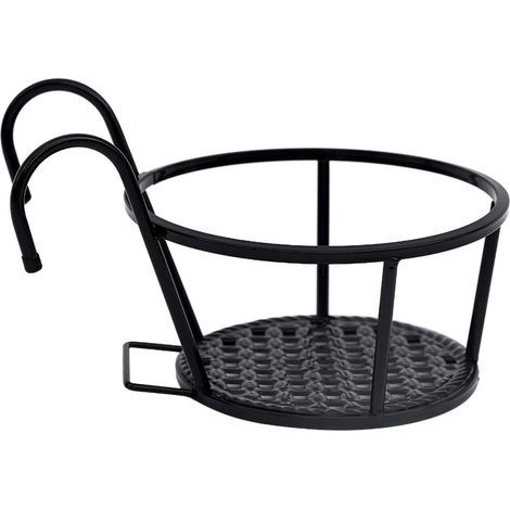 Panier à fleurs suspendu mural, en métal, tube rond, noir, 22 cm / 8,7 po