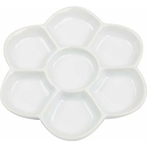 royaluxe -Palette de mélange de peinture aquarelle en porcelaine et céramique en forme de marguerite pour eau, huile ou peinture acrylique (8.5 cm) (1/2)