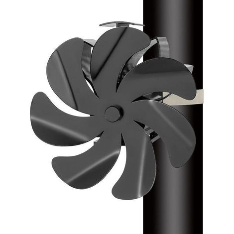 Ventilateur de poêle à bois - 7 pales - thermiquement silencieux - pour poêles à bois, cheminées, bûches à gaz - fixé au conduit de cheminée (1/4)