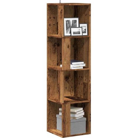 Armoire d'angle-Meuble de rangement vieux bois 33x33x132 cm bois d'ingénierie 980394 (1/5)