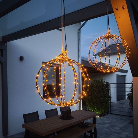 esotec Solar Weihnachtskugel 2er Set, bernsteinfarbene LEDs, D=25+30cm 103427 (1/5)