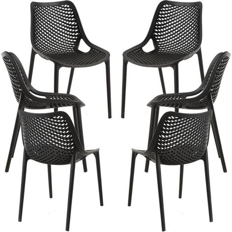 Packs Sillas Jardín - Pack 6 Sillas Kusin - Negro (1/5)