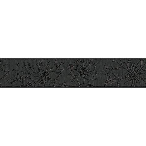 A.S. Creations – Frise murale noire fleuri – Papier peint élégant pour salon et chambre adulte – Motif floral – Haute qualité (1/5)