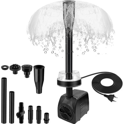 Pompe Aquarium Submersible avec Blanc Froid LEDs, 800L/H 180-240V 15W Pompe à Eau Ultra Silencieuse, Pompe Submersible Fontaine avec 3 Buses pour Aquarium, Étang, Fontaine (1/5)