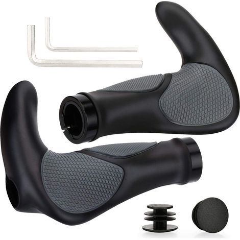 HONORNIC - Guidon de vélo ergonomique en caoutchouc antidérapant de 22 mm, compatible avec VTT, BMX, vélos de ville pliables et scooters.
