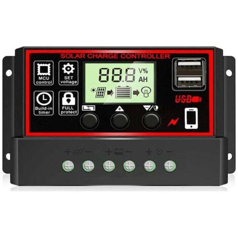 Contrôleur de Charge Solaire Dynamique 12V/24V, Régulateur de Batterie avec Double Port USB (1/4)