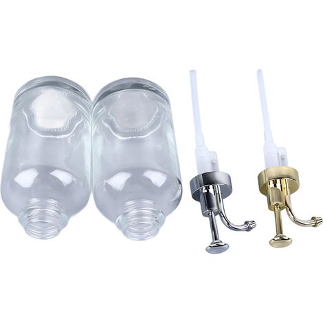 Lot de 2 distributeurs de sirop de café, flacons en verre de 500 ml avec pompe en acier inoxydable. Accessoires pour bar à café, cuisine, huile d'olive, bain de bouche. (1/5)