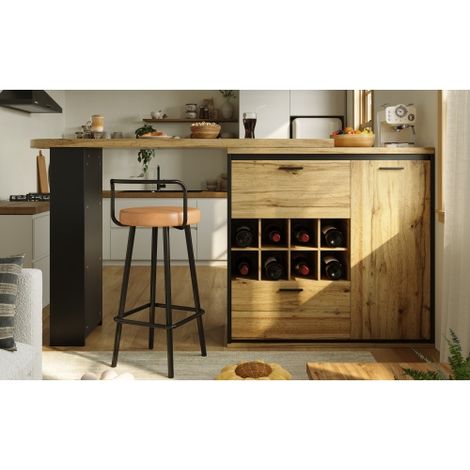Table à manger extensible (138 x 39 x 105 cm) — adaptée aux cuisines et séjours — extensible jusqu'à 220 cm finition imitation bois. (1/5)