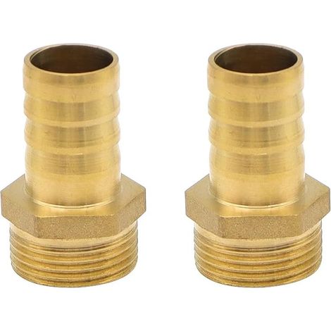 2 Raccord Tuyau Barbelé en Laiton Accessoires de Barbe de Tuyau en Laiton 19mm Filetage Mâle 3/4 Pouce pour Les Conduites d'eau, de Carburant et d'air (1/5)