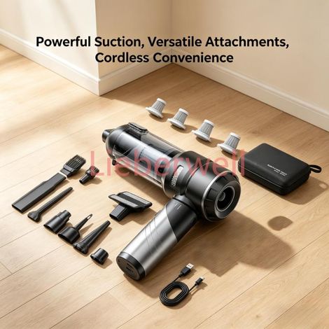 Aspirateur de voiture haute puissance, portable, sans fil, avec moteur sans balais, machine de nettoyage puissante, souffleur d'air pour appareils ménagers,black silver 2HEPA