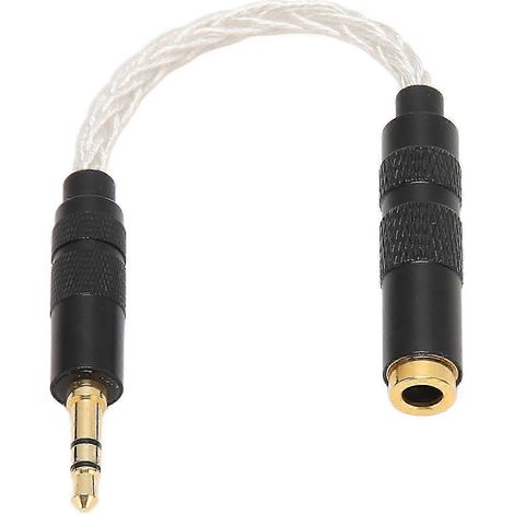 Câble adaptateur 2025 : prise femelle symétrique 4,4 mm vers prise mâle stéréo 3,5 mm, connecteurs plaqués or, câble adaptateur pour casque portable, argent (1/5)