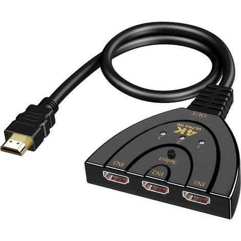 Switch HDMI 4K, Multiprise HDMI 3 Entrées 1 Sortie avec, Commutateur HDMI Automatique Ultra HD 1080P 3D HDR, Multi HDMI pour TV, PS5, PS4, Blu-Ray, PC (1/5)