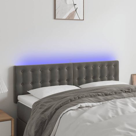 vidaXL Tête de lit à LED Gris foncé 144x5x78/88 cm Velours (1/5)