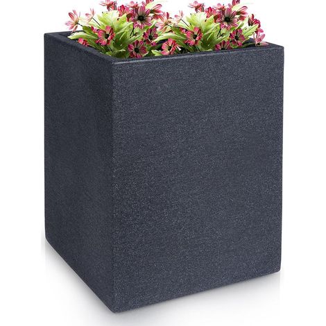 Grauer quadratischer Kunststoff-Gartentopf 29x40 cm (1/5)