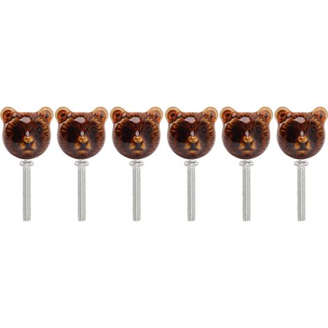 6 Poignées de tiroir Ours Orange en alliage de zinc et céramique, tête d'ours décorative pour chambre (1/5)