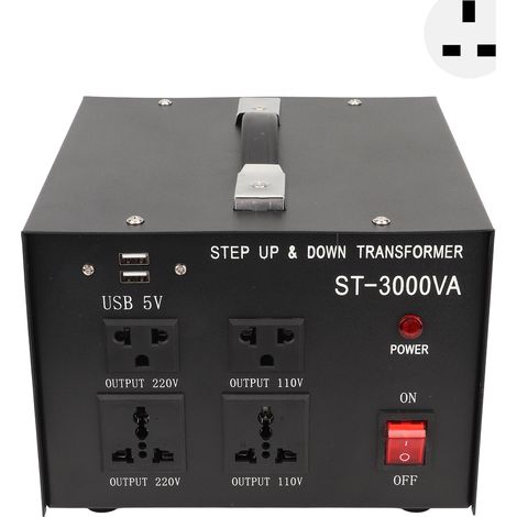 Transformateur de courant 110V vers 220V, convertisseur de tension réglable 220V à 110V, prise UK, entrée 110-120V et sortie 220-240V, abaisseur/élévateur de puissance, adaptateur secteur pour apparei (1/5)