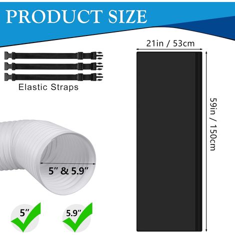 Gaine Isolante Tuyau Climatisation Portable Protection Diamètre 5 59 Pouces 3 Sangles Réglables Installation Facile Noir (1/3)