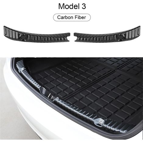 (Fibre de carbone pour Model 3) Autocollants de coffre arrière,protections de seuil de porte,accessoires décoratifs en fibre de carbone pour Tesla Model 3 Y (1/3)