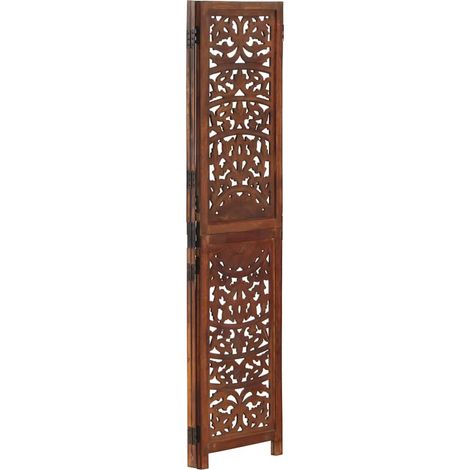Cloison de séparation 3 panneaux Marron 120x165cm Bois manguier (1/5)