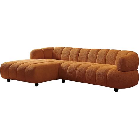 Divano angolare in tessuto bouclette terracotta - Angolo a sinistra COLIANI (1/5)