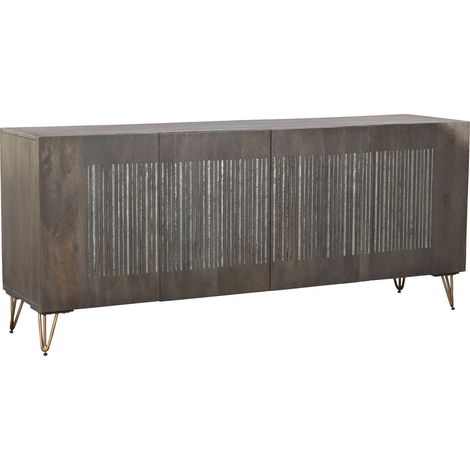 Buffet élégant marron en métal et bois exotique - Marron foncé métallique (1/5)