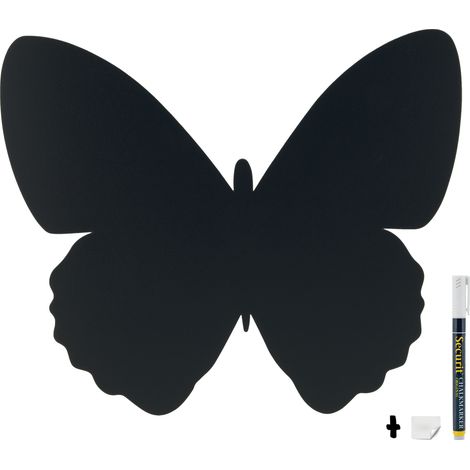 Silhouette ardoise ''papillon''- Feutre-craie inclus et kit velcro pour accrochage mural - 30x50cm - Securit
