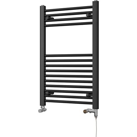 Zennor - Black Dual Fuel Towel Rail H800mm x W500mm Standard - Straight (1/3)