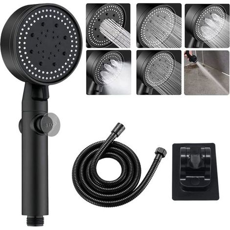 HOXILEELEOPommeau de douche surpresseur haute pression, douche à effet de pluie 6 modes, pommeau de douche (1/4)