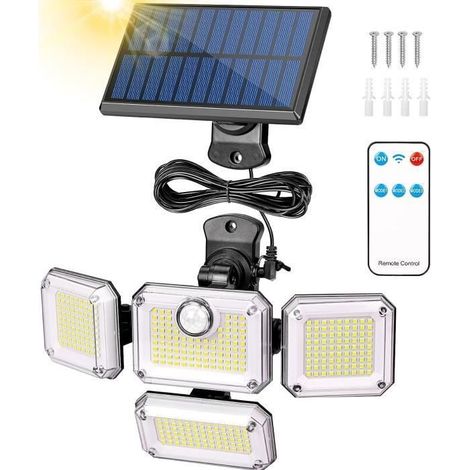 Lampe Solaire Extérieure 333LED avec Détecteur de Mouvement IP65 - 3 Modes (1/4)